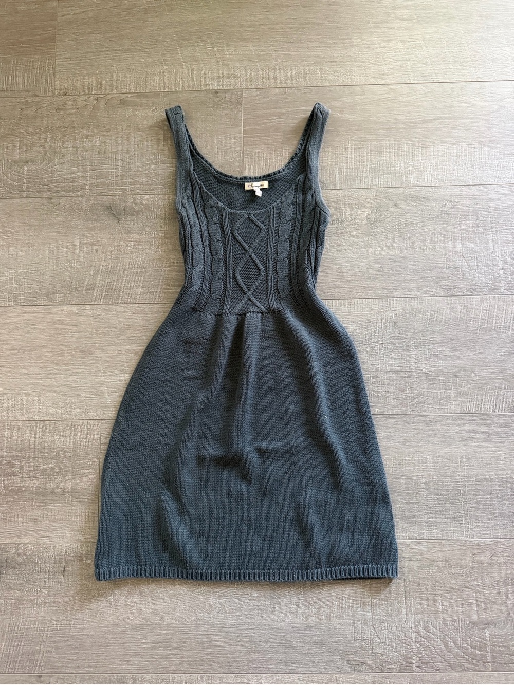 Heritage 1981 Charcoal Cable-Knit Tank Mini Dress